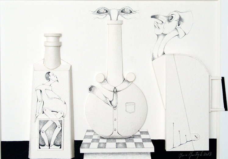 Mario Martin del Campo, Lectura IV Dibujo Y relieve / papel  21 X 41 cm. 2013 