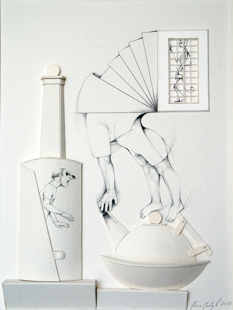 Mario Martin del Campo, Lectura II Dibujo y relieve / papel 39 x 29 cm. 2013 