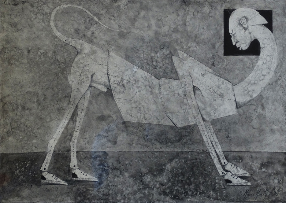 Mario Martin del Campo Perro chapulín Gouache sobre papel 25 x 38 cm. 1996 